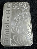 Scottsdale Mint 1 Troy OZ Fine Silver Bar!