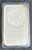 .999 Fine Silver 5 Troy OZ  Bar!
