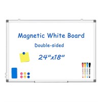 Double-Sided White Board, 24" x 18" Dry Erase