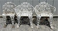 3 Cast Iron Outdoor Garden Chairs