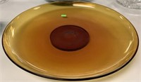 16 Inch Amber Glass Serving Plate
