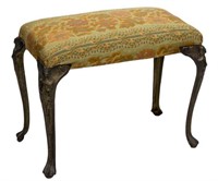 ART DECO FIGURAL IRON LEG & UPHOLSTERED STOOL