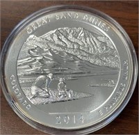 US Coins 2014 5 Ounce Silver Great Sand Dunes Nati