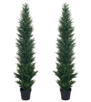 HAIHONG 2 Packs 5ft Artificial Cedar Topiary Trees