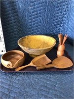 Vintage Wood Collectibles Tray Lot
