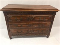 Very Nice Ornate 3 Drawer Chest 48x19x34T