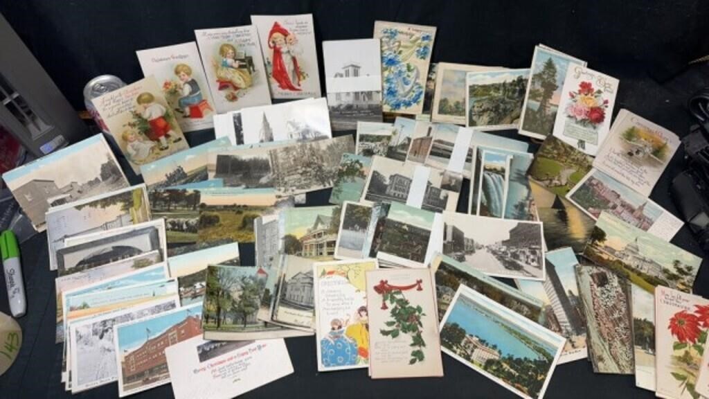 Large lot of vintage postcards