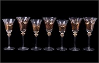 Seven Stemmed Cut Glass Wine Glasses
