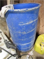 blue plastic barrel