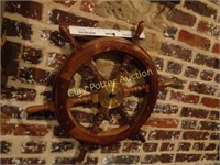 Wood & Brass Ship Steering Wheel