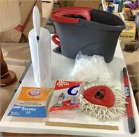 Cleaning lot w/O-cedar spin mop