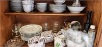 Contents of bottom of Cabinet. Haviland China.