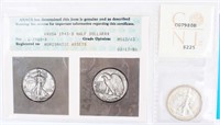 Coin 1943-D Walking Liberty ANACS as MS63