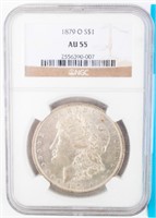 Coin 1879-O  Morgan Silver Dollar NGC AU55