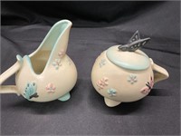 Vtg Hull Butterflies Sugar Bowl & Creamer