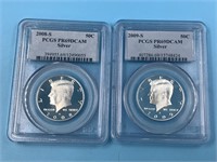 2 graded silver Kennedy half dollars both PR69 DCA