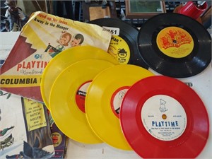 Stack of Vintage Children's 45 Vinyl Records