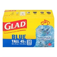 Glad ForceFlex Blue Garbage Bags 45L 50 Pieces