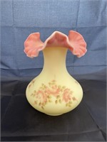 Fenton Hand painted Burmese Vase