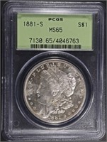 1881-S MORGAN DOLLAR PCGS MS65