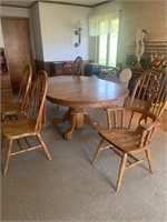 Oak finish table & chairs