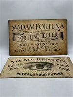 Vintage Pair of Fortune Teller Metal Signs