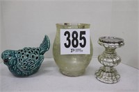 Mercury Glass Decor & Ceramic Bird