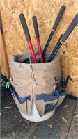 Tool Bucket w Lopers Hatchet Trowel Yard Hand