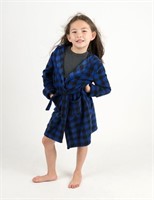 Kids Hooded Fleece Sleep Robe. Cotton-Soft Blue