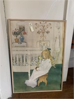 FRAMED PRINT OF BIG SISTER WAITING FOR BABY,