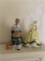 ROYAL DOULTON EMBROIDERING WOMAN AND FANCY WOMAN,