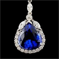 18K Gold Necklace 9.73ct Tanzanite & 7.29ct Diam