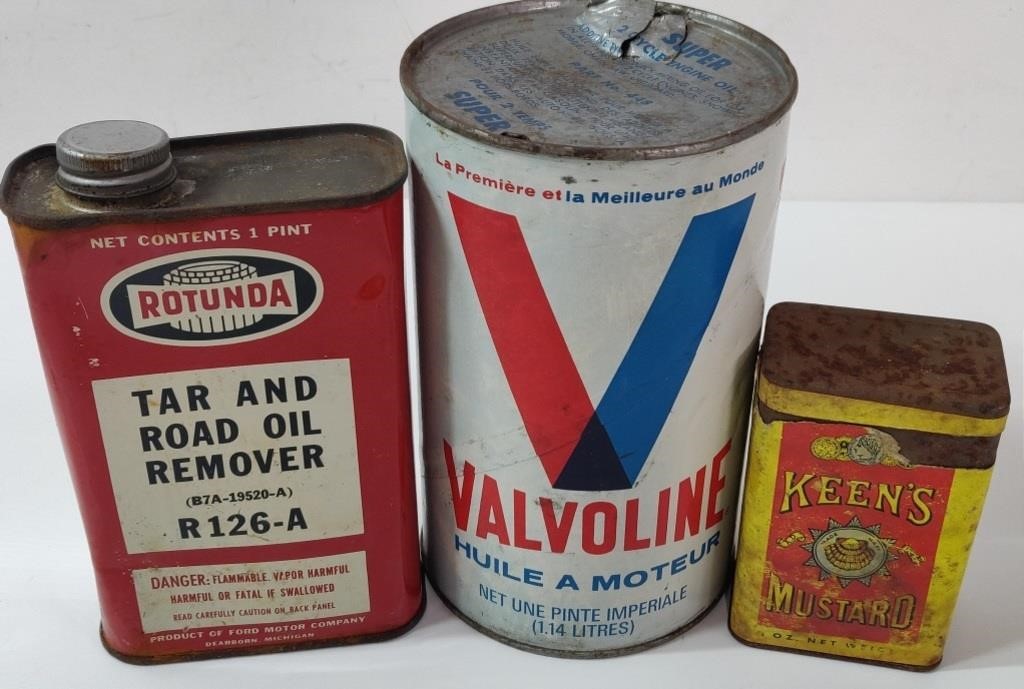 3 Vintage Cans incl. Valvoline Motor Oil