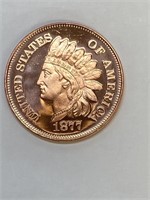 1877 Indian Cent 1 oz. copper round