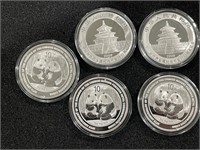 5 - 2009 1OZ SILVER - 10 YUAN PANDA 30TH COINS