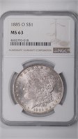 1885-O Morgan Silver Dollar NGC MS63