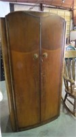 ANTIQUE WALNUT WARDROBE, 2 DOORS & INSIDE SHELVES