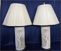 Pair of Japanese Lamps with Blanc-de-Chine