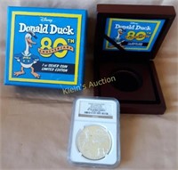 disney donald duck 1oz silver coin pf 70 UC