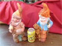 2 plastic garden gnomes