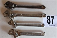 Four Adjustable Wrenches