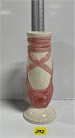 Vtg NAPCO Ballerina Toe Shoe Ceramic vase 8”
