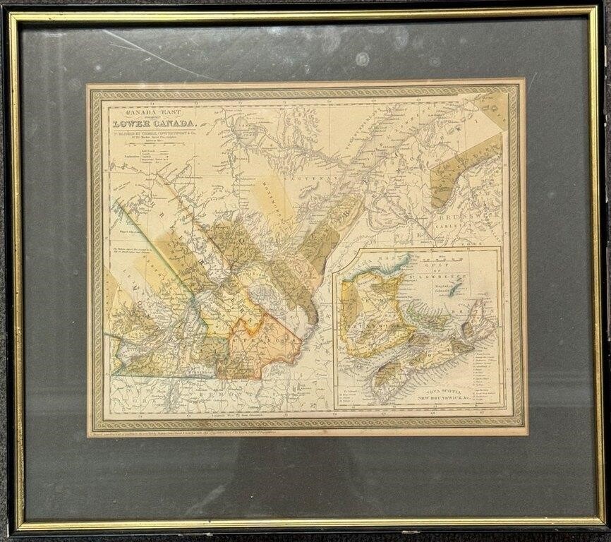 INTERESTING EARLY HAND TINTED MAP - LOWER CANADA