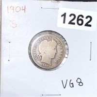 1904 -S Barber Silver Dime NICELY CIRCULATED