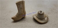 Cow boy boot and hat salt and pepper shakers