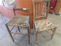 2 Old Woven Seat Chairs