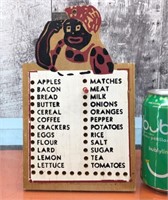 Vtg. wooden re-usable grocery list