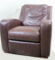 CRATE & BARREL BROWN LEATHER RECLINER