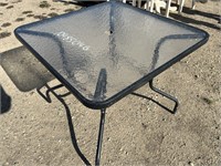 SQUARE PATIO TABLE W/ GLASS TOP
