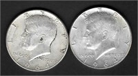 (2) 1964 JFK Silver Half Dollars
